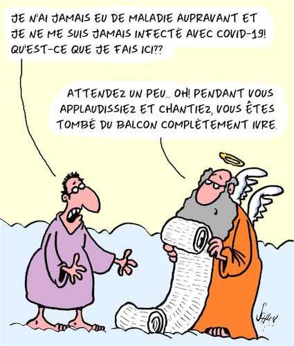 Cartoon: Premaladie (medium) by Karsten Schley tagged covid19,sante,mort,politique,ciel,paradis,religion,covid19,sante,mort,politique,ciel,paradis,religion