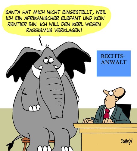 Cartoon: Rassismus! (medium) by Karsten Schley tagged arbeit,arbeitgeber,arbeitnehmer,rassismus,jobs,gesellschaft,wirtschaft,business,weihnachten,weihnachtsmann,recht,arbeitsrecht,rechtsanwälte,arbeit,arbeitgeber,arbeitnehmer,rassismus,jobs,gesellschaft,wirtschaft,business,weihnachten,weihnachtsmann,recht,arbeitsrecht,rechtsanwälte