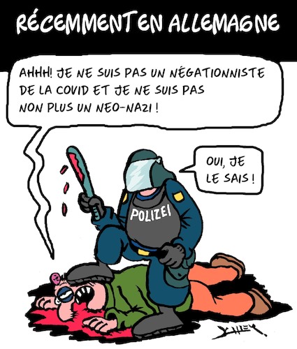 Cartoon: Recemment en Allemagne (medium) by Karsten Schley tagged manifs,gouvernement,allemagne,nazis,flics,corona,mouvement,anti,masques,politique,manifs,gouvernement,allemagne,nazis,flics,corona,mouvement,anti,masques,politique