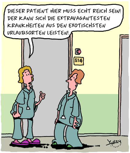 Cartoon: Reichtum (medium) by Karsten Schley tagged reichtum,geld,urlaub,krankheiten,krankenhäuser,krankenschwestern,gesundheit,reisen,tourismus,gesellschaft,reichtum,geld,urlaub,krankheiten,krankenhäuser,krankenschwestern,gesundheit,reisen,tourismus,gesellschaft