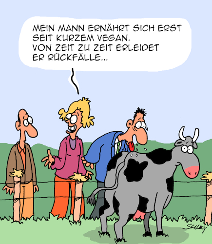 Cartoon: Rückfälle (medium) by Karsten Schley tagged ernährung,vegan,fleisch,tierwohl,entzugserscheinungen,rückfälle,gesundheit,moden,gesellschaft,medien,ernährung,vegan,fleisch,tierwohl,entzugserscheinungen,rückfälle,gesundheit,moden,gesellschaft,medien