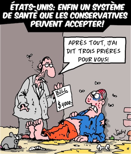 Cartoon: Sante (medium) by Karsten Schley tagged etats,unis,politique,conservatives,religion,sante,etats,unis,politique,conservatives,religion,sante