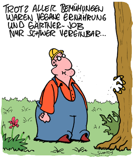 Cartoon: Schwer... (medium) by Karsten Schley tagged veganer,ernährung,jobs,garten,gärtner,business,arbeit,selbstbeherrschung,soziales,gesellschaft,veganer,ernährung,jobs,garten,gärtner,business,arbeit,selbstbeherrschung,soziales,gesellschaft