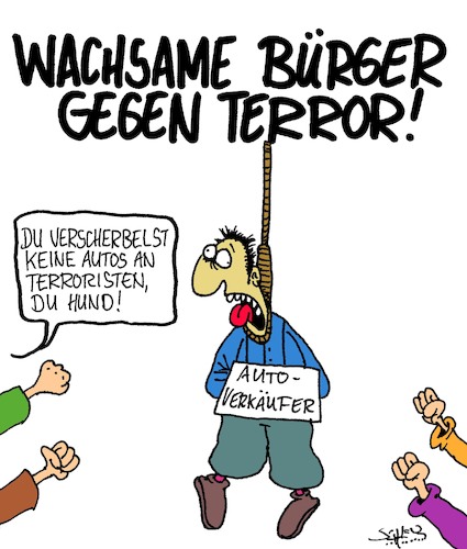 Cartoon: Seid wachsam! (medium) by Karsten Schley tagged terror,terrorismus,sicherheit,politik,radikalisierung,religion,islamismus,internet,verbrechen,gesellschaft,europa,verteidigung,terror,terrorismus,sicherheit,politik,radikalisierung,religion,islamismus,internet,verbrechen,gesellschaft,europa,verteidigung