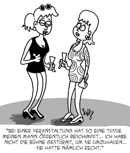 Cartoon: Selbstverteidigung (medium) by Karsten Schley tagged männer,frauen,verteidigung,beleidigungen,selbstverteidigung,familie,liebe,ehe,beziehungen,gesellschaft,männer,frauen,verteidigung,beleidigungen,selbstverteidigung,familie,liebe,ehe,beziehungen,gesellschaft