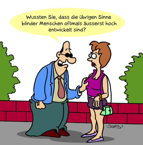 Cartoon: Sinne (medium) by Karsten Schley tagged frauen,männer,blindheit,blind,behinderung,benachteiligung,gesundheit,männer,frauen,sex,gesundheit,benachteiligung,behinderung,blind,blindheit