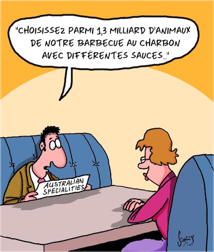 Cartoon: Specialites Australiennes (medium) by Karsten Schley tagged fue,environnement,animaux,politique,charbon,fue,environnement,animaux,politique,charbon