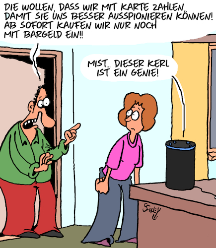 Cartoon: Spionage!! (medium) by Karsten Schley tagged bargeld,überwachung,kartenzahlung,verschwörungstheorien,wirtschaft,staat,spionage,politik,gesellschaft,bargeld,überwachung,kartenzahlung,verschwörungstheorien,wirtschaft,staat,spionage,politik,gesellschaft