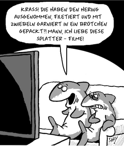 Cartoon: Splatter-Filme (medium) by Karsten Schley tagged filme,kino,tv,horror,medien,unterhaltung,ernährung,gesundheit,gesellschaft,filme,kino,tv,horror,medien,unterhaltung,ernährung,gesundheit,gesellschaft