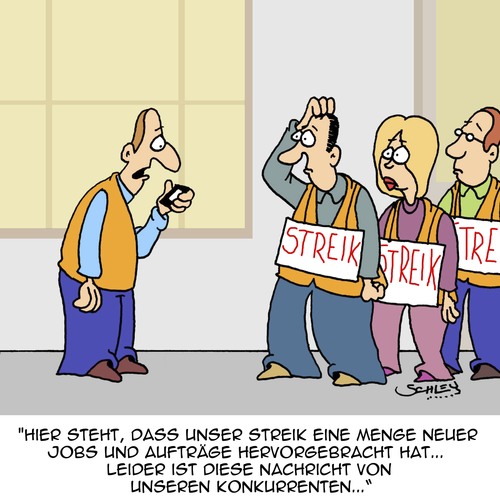 Cartoon: STREIKS MACHEN SINN!! (medium) by Karsten Schley tagged wirtschaft,business,arbeit,arbeitgeber,arbeitnehmer,arbeitskampf,streik,konkurrenz,aufträger,ertrag,umsatz,jobs,arbeitsplätze,arbeitsplatzabbau,wirtschaft,business,arbeit,arbeitgeber,arbeitnehmer,arbeitskampf,streik,konkurrenz,aufträger,ertrag,umsatz,jobs,arbeitsplätze,arbeitsplatzabbau