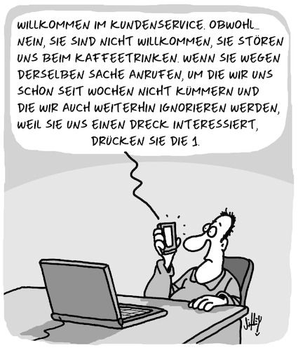 Cartoon: Toller Kundenservice!! (medium) by Karsten Schley tagged kundenservice,business,wirtschaft,verkaufen,empathie,kunden,gesellschaft,kundenservice,business,wirtschaft,verkaufen,empathie,kunden,gesellschaft