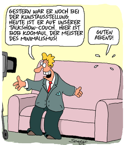 Cartoon: Top-Künstler (medium) by Karsten Schley tagged kunst,künstler,minimalismus,talkshows,tv,prominente,ruhm,kunstausstellungen,kultur,gesellschaft,kunst,künstler,minimalismus,talkshows,tv,prominente,ruhm,kunstausstellungen,kultur,gesellschaft