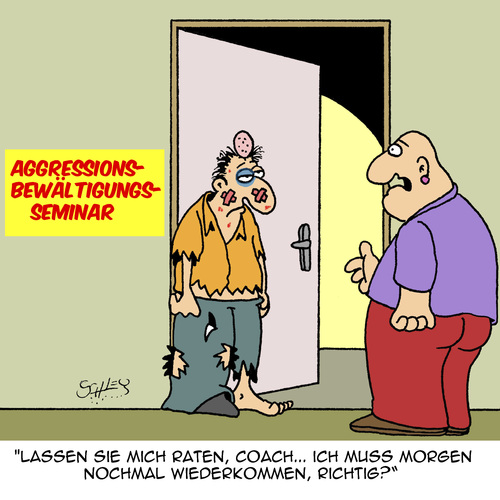 Cartoon: Total Aggro!! (medium) by Karsten Schley tagged training,aggressionen,gefühle,emotionen,aggressionsbewältigung,psychologie,gewalt,bildung,weiterbildung,training,aggressionen,gefühle,emotionen,aggressionsbewältigung,psychologie,gewalt,bildung,weiterbildung