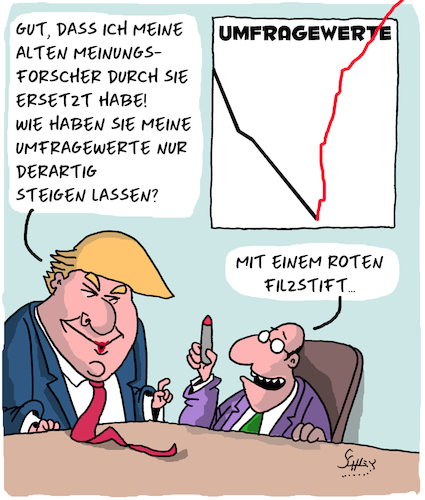 Cartoon: Trumps Meinungsforscher (medium) by Karsten Schley tagged trump,meinungsforscher,umfragewerte,fake,news,jobs,politik,usa,wahlen,wähler,trump,meinungsforscher,umfragewerte,fake,news,jobs,politik,usa,wahlen,wähler