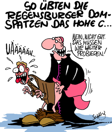 Cartoon: Übung (medium) by Karsten Schley tagged kirche,katholizismus,religion,kriminalität,kindesmissbrauch,verbrechen,regenburger,domspatzen,vertuschung,gewalt,gesellschaft,deutschland,kirche,katholizismus,religion,kriminalität,kindesmissbrauch,verbrechen,regenburger,domspatzen,vertuschung,gewalt,sex,gesellschaft,deutschland