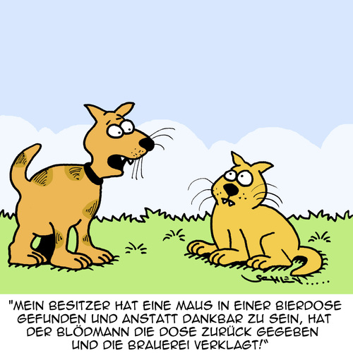 Cartoon: Undankbarer Blödmann!! (medium) by Karsten Schley tagged tiere,haustiere,katzen,reklamationen,lebensmittelsicherheit,bier,recht,rechtschutz,klage,tiere,haustiere,katzen,reklamationen,lebensmittelsicherheit,bier,recht,rechtschutz,klage