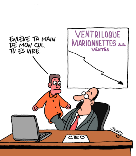 Cartoon: Ventriloques (medium) by Karsten Schley tagged economie,carriere,ventes,ventriloques,employeurs,employes,travail,linciements,economie,carriere,ventes,ventriloques,employeurs,employes,travail,linciements