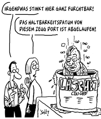 Cartoon: Vergammelt (medium) by Karsten Schley tagged cdu,laschet,wahlen,karriere,bundesregierung,koalitionen,politik,gesellschaft,cdu,laschet,wahlen,karriere,bundesregierung,koalitionen,politik,gesellschaft