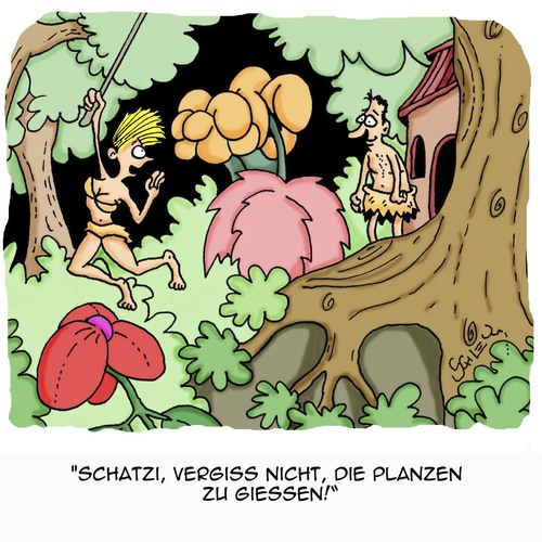 Cartoon: VERGISS NICHT...!! (medium) by Karsten Schley tagged liebe,männer,frauen,ehe,beziehungen,dominanz,pflicht,natur,pflanzen,wald,regenwald,umwelt,liebe,männer,frauen,ehe,beziehungen,dominanz,pflicht,natur,pflanzen,wald,regenwald,umwelt