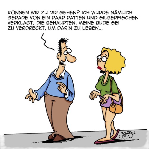 Cartoon: Verklagt! (medium) by Karsten Schley tagged dating,liebe,verabredungen,rendevous,männer,frauen,beziehungen,odnung,sauberkeit,junggesellen,haushalt,ungeziefer,dating,liebe,verabredungen,rendevous,männer,frauen,beziehungen,odnung,sauberkeit,junggesellen,haushalt,ungeziefer