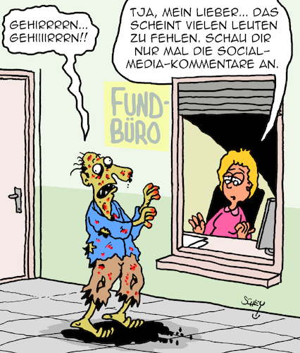 Cartoon: Vermisst (medium) by Karsten Schley tagged bildung,medien,computer,technik,internet,zombies,populismus,extremismus,gesellschaft,demokratie,bildung,medien,computer,technik,internet,zombies,populismus,extremismus,gesellschaft,demokratie