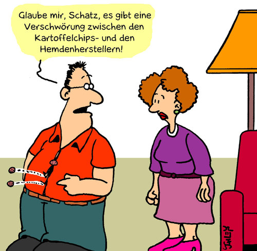 Cartoon: Verschwörung (medium) by Karsten Schley tagged mann,frau,gesundheit,übergewicht,fettleibigkeit,mode,ernährung,wirtschaft,gesellschaft,mann,frau,gesundheit,übergewicht,fettleibigkeit,mode,ernährung,wirtschaft,gesellschaft,dick,essen