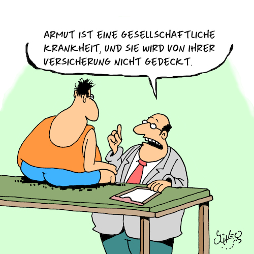 Cartoon: Versicherung (medium) by Karsten Schley tagged armut,soziales,gesellschaft,wirtschaft,politik,geld,ärzte,patienten,deutschland,gesundheit,armut,soziales,gesellschaft,wirtschaft,politik,geld,ärzte,patienten,deutschland,gesundheit