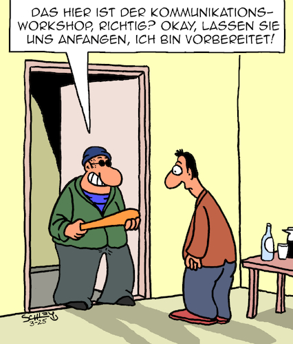 Cartoon: Vorbereitung ist alles (medium) by Karsten Schley tagged workshops,trainings,kommunikation,wirtschaft,business,sales,karriere,weiterbildung,schulung,gesellschaft,workshops,trainings,kommunikation,wirtschaft,business,sales,karriere,weiterbildung,schulung,gesellschaft