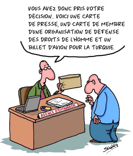 Cartoon: Votre Decision (medium) by Karsten Schley tagged politique,turquie,erdogan,judiciaire,journalisme,medias,opposition,democratie,politique,turquie,erdogan,judiciaire,journalisme,medias,opposition,democratie