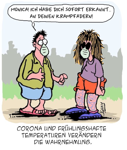 Cartoon: Wahrnehmung (medium) by Karsten Schley tagged corona,beziehungen,gesundheit,wahrnehmung,männer,frauen,frühling,jahreszeiten,temperaturen,liebe,corona,beziehungen,gesundheit,wahrnehmung,männer,frauen,frühling,jahreszeiten,temperaturen,liebe