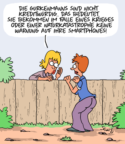 Cartoon: Warnung!! (medium) by Karsten Schley tagged warnung,kriege,naturkatastrophen,smartphones,alarm,kreditwürdigkeit,kaufkraft,politik,gesellschaft,warnung,kriege,naturkatastrophen,smartphones,alarm,kreditwürdigkeit,kaufkraft,politik,gesellschaft