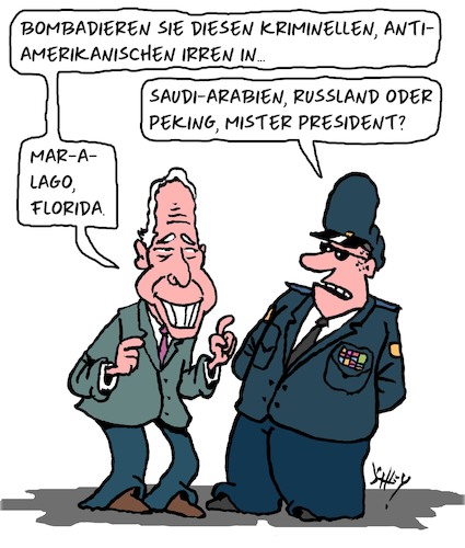 Cartoon: Werfen Sie ein paar Bomben! (medium) by Karsten Schley tagged usa,biden,trump,russland,china,saudi,arabien,militär,terrorismus,politik,usa,biden,trump,russland,china,saudi,arabien,militär,terrorismus,politik