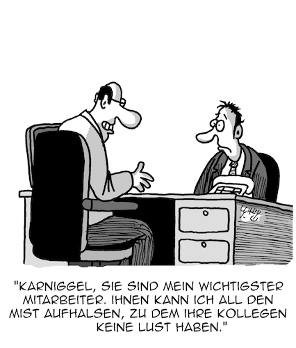 Cartoon: Wichtigster Mitarbeiter (medium) by Karsten Schley tagged karriere,arbeit,jobs,wirtschaft,business,management,arbeitgeber,arbeitnehmer,wertschätzung,gesellschaft,karriere,arbeit,jobs,wirtschaft,business,management,arbeitgeber,arbeitnehmer,wertschätzung,gesellschaft