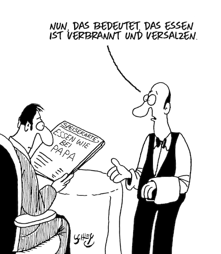 Cartoon: Wie bei Papa (medium) by Karsten Schley tagged kochen,gastronomie,küche,restaurants,ernährung,kochen,gastronomie,küche,restaurants,ernährung