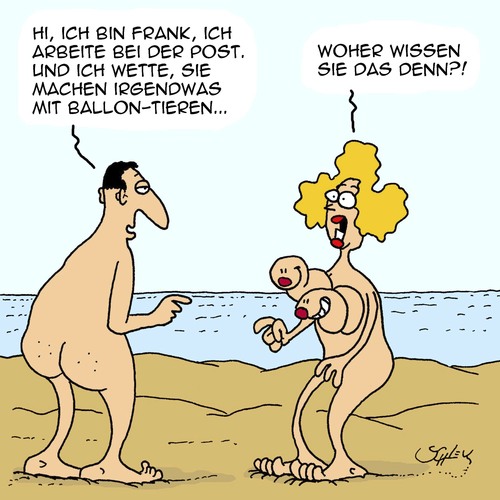 Cartoon: Woher wissen Sie... (medium) by Karsten Schley tagged urlaub,reisen,strand,tourismus,jobs,arbeit,business,wirtschaft,männer,frauen,urlaub,reisen,strand,tourismus,jobs,arbeit,business,wirtschaft,männer,frauen