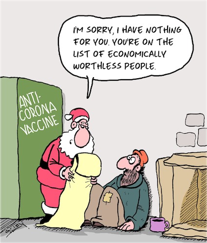 Cartoon: Worthless (medium) by Karsten Schley tagged coronavirus,pandemic,vaccine,science,economy,social,issues,homelessness,christmas,politics,society,coronavirus,pandemic,vaccine,science,economy,social,issues,homelessness,christmas,politics,society