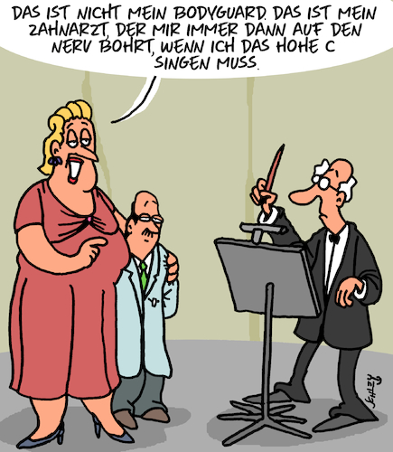 Cartoon: Zahnarzt (medium) by Karsten Schley tagged kunst,oper,künstlerinnen,sängerinnen,gesundheit,musik,unterhaltung,medien,zahnärzte,gesellschaft,kunst,oper,künstlerinnen,sängerinnen,gesundheit,musik,unterhaltung,medien,zahnärzte,gesellschaft