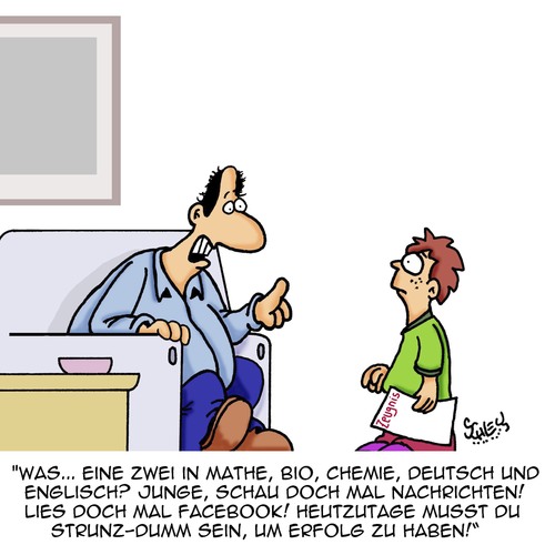 Cartoon: Zeugnis (medium) by Karsten Schley tagged hysterie,hass,deutschland,dummheit,facebook,politik,universitäten,schule,gesellschaft,bildung,bildung,gesellschaft,schule,universitäten,politik,facebook,dummheit,deutschland,hass,hysterie