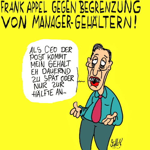 Cartoon: Zur Hälfte (medium) by Karsten Schley tagged ceo,business,wirtschaft,gesellschaft,gehälter,profite,kapitalismus,arbeitgeber,arbeitnehmer,deutschland,post,manager,geld,ceo,business,wirtschaft,gesellschaft,gehälter,profite,kapitalismus,arbeitgeber,arbeitnehmer,deutschland,post,manager,geld