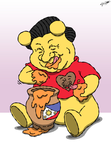 Cartoon: Exploited (medium) by cartoonistzach tagged duterte,xi,jinping,philippines,china,winnie,the,pooh,international,relations,politics,duterte,xi,jinping,philippines,china,winnie,the,pooh,international,relations,politics