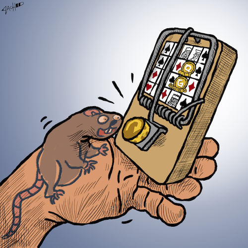 Cartoon: It is a trap! (medium) by cartoonistzach tagged online,gambling,addiction,mental,health,online,gambling,addiction,mental,health