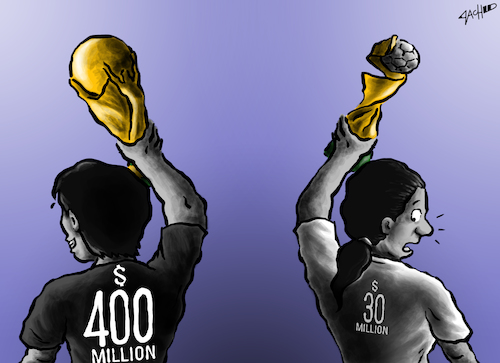 Cartoon: World Cup Winner Pay Disparity (medium) by cartoonistzach tagged world,cup,men,women,sports,gender,inequality,world,cup,men,women,sports,gender,inequality,weltmeisterschaft,frauen,männer,niederlande,2019,gleichberechtigung