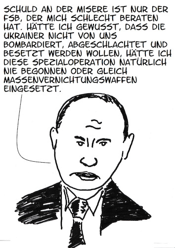 Cartoon: Schuld ist der FSB (medium) by Stefan von Emmerich tagged ukraine,krieg,verbrechen,mord,putin