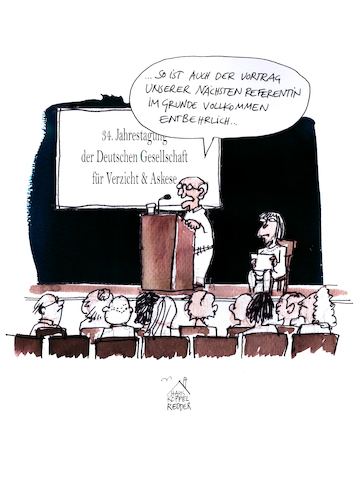 Cartoon: Gesellschaft für Askese (medium) by Koppelredder tagged tagung,konferenz,vortrag,podium,moderation,langeweile,redundanz,askese,verzicht,tagung,konferenz,vortrag,podium,moderation,langeweile,redundanz,askese,verzicht