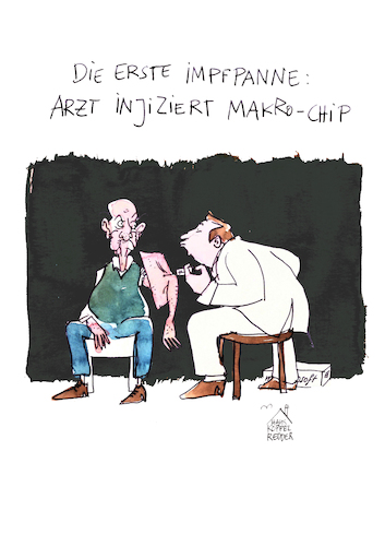 Cartoon: Makrochip (medium) by Koppelredder tagged microchip,microsoft,billgates,verschwörungstheorie,impfen,impfstoff,corona,covid19,arzt,senioren,risikogruppe,microchip,microsoft,billgates,verschwörungstheorie,impfen,impfstoff,corona,covid19,arzt,senioren,risikogruppe