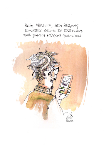 Cartoon: Selfie (medium) by Koppelredder tagged selfie,eitelkeit,selbstportrait,frisur,handy,scheitel,beauty,schönheit,fotografie,selfie,eitelkeit,selbstportrait,frisur,handy,scheitel,beauty,schönheit,fotografie