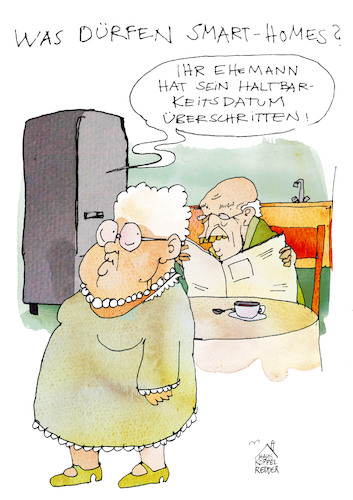 Cartoon: Smart Home (medium) by Koppelredder tagged haus,smarthouse,smarthome,digitalisierung,kühlschrank,ki,ai,künstlicheintelligenz,alter,ehe,ablaufdatum,verfall,haus,smarthouse,smarthome,digitalisierung,kühlschrank,ki,ai,künstlicheintelligenz,alter,ehe,ablaufdatum,verfall