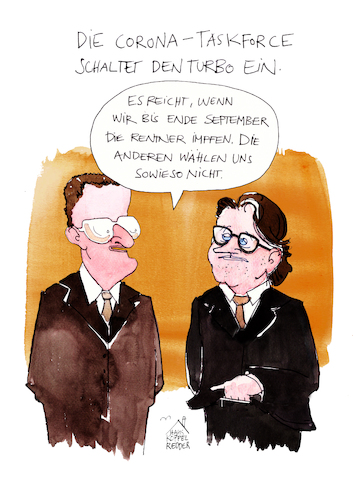 Cartoon: Taskforce (medium) by Koppelredder tagged taskforce,andreasscheuer,andischeuer,jensspahn,spahn,scheuer,corona,gesundheitspolitik,impfung,impfstoffe,lockdown,coronamaßnahmen,cdu,csu,union,bundestagswahlen,taskforce,andreasscheuer,andischeuer,jensspahn,spahn,scheuer,corona,gesundheitspolitik,impfung,impfstoffe,lockdown,coronamaßnahmen,cdu,csu,union,bundestagswahlen