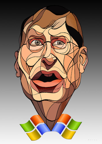 Bill Gates By Wesam Khalil | Famous People Cartoon | TOONPOOL