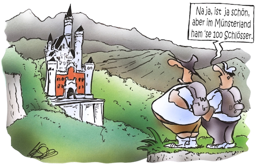 Cartoon: 100 Schlösserroute (medium) by HSB-Cartoon tagged münsterland,münster,tourismus,neuschwanstein,burgen,schlösser,sehenswürdigkeit,erleben,entdecken,karikatur,westfalen,bayern,ludwig,100schlösserroute,radfahren,cartoon,wandern,berge,touristik,urlaub,urlabserlebnis,reise,reiselust,münsterland,münster,tourismus,neuschwanstein,burgen,schlösser,sehenswürdigkeit,erleben,entdecken,karikatur,westfalen,bayern,ludwig,100schlösserroute,radfahren,cartoon,wandern,berge,touristik,urlaub,urlabserlebnis,reise,reiselust